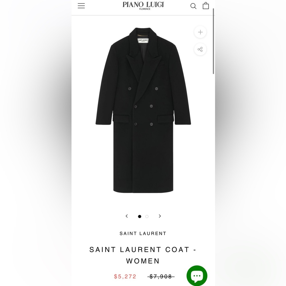 SAINT LAURENT DOUBLE BREASTED LONG COAT